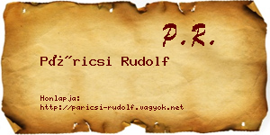 Páricsi Rudolf névjegykártya